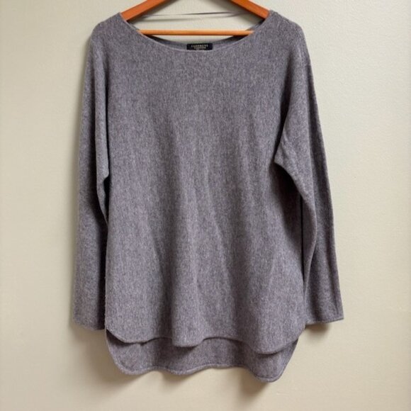 Charter Club Luxury Cashmere Sweater Size L Gray Quiet Luxury Minimalist Preppy - Picture 1 of 10